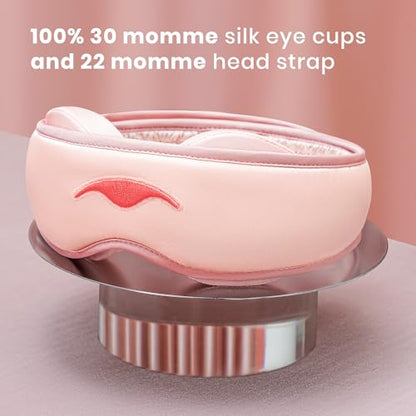 Manta Silk Mask - 100% Blackout Silky Sleep Mask, 22 Momme Premium Silk Eye Mask for Deep Sleep, Breathable & Machine Washable (Pink) - color: Pink