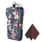 FINTIE Double Glasses Case with Carabiner Hook, Portable Vegan Leather Eyeglass Case Anti-scratch Sunglasses Pouch - color: Blooming Hibiscus
