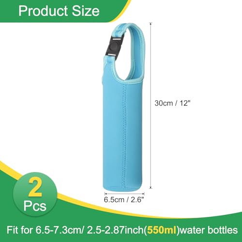 uxcell 2pcs Neoprene Carrier Water Bottle Sleeve, 15.5-20oz Insulated Water Glass Bottle Carrier Bag Collapsible Drink Bottle Sleeve Cover Holder with Handle, Blue - color: Blue
