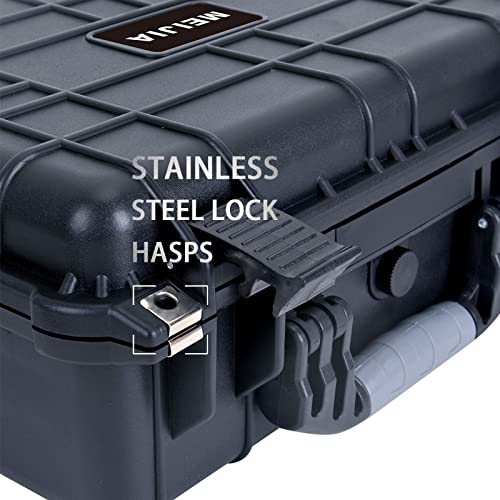 MEIJIA Portable All Weather Waterproof Protective Case,Hard Case,Camera Case With Customized Fit Foam,Fit Use of Drones,Camera,Equipments,Pistols,Elegant Black,13.35 x11.63x5.98inches - color: black