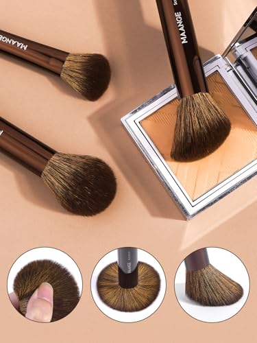 MAANGE 13 PCS Makeup Brushes Professional Make Up Brushes Premium Synthetic Powder Concealers Brushes Travel Makeup Brush Set with Case (Brown) - color: Brown
