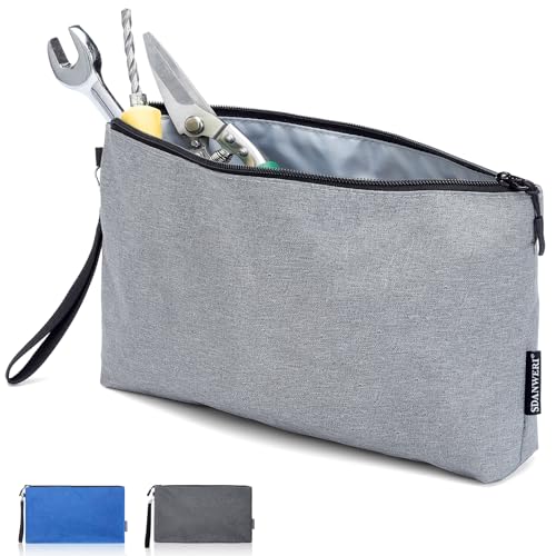 1Pack 12 Inch Tool Bag Zipper Pouch, Small Tool Pouch, Utility Multipurpose Storage Organizer for Tolls, Pencils, Stationary, Travel (Gray) - color: Gray