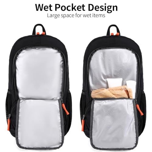 FENGDONG 35L Lightweight Foldable Waterproof Packable Travel Small Hiking Backpack Daypack for men women - color: Black Orange
