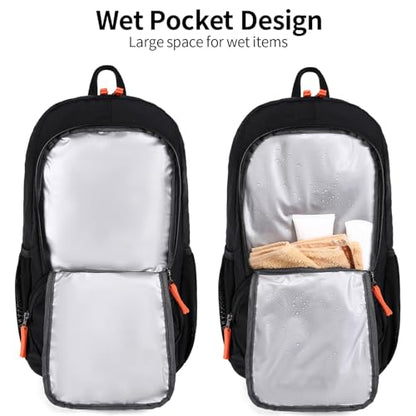 FENGDONG 35L Lightweight Foldable Waterproof Packable Travel Small Hiking Backpack Daypack for men women - color: Black Orange