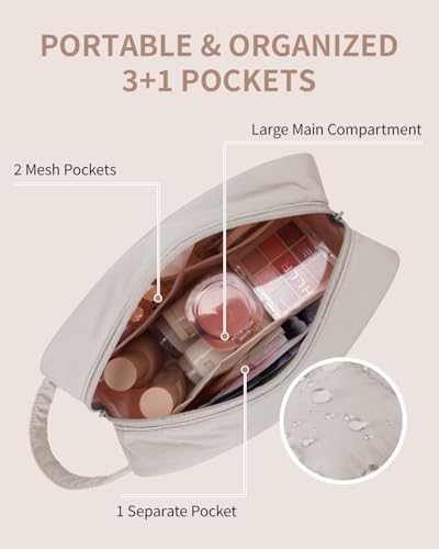 Narwey Quilted Makeup Bag Puffy Make up Bag Cosmetic Bag Organizer, Puffer Travel Toiletry Bag for Traveling Women Girl, Travel Bag for Toiletries, Skincare Medicine Bags (Khaki) - color: Y-Khaki