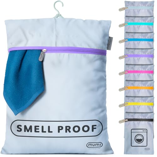 MUMI Travel Laundry Bag – Moisture & Smell-Proof Clothes Bag with Folding Hanger & Outer Pouch | Large Laundry Storage Bag for Suitcase, Gym & Packing | Dirty Clothes Organizer (Purple) - color: Purple