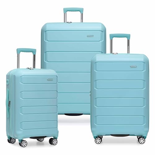 Traveler's Choice Pagosa Hardshell Expandable Luggage with Spinner Wheels, Baby Blue, 3-Piece Set (22/27/30) - color: Baby Blue, size: 3-Piece Set (22/27/30)