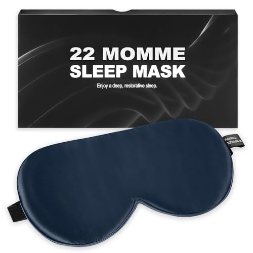 Silk Sleep Mask 100% 22 Momme Mulberry, Sleep Eye Mask for Women Men, Blackout Blindfold with Adjustable Strap, Side Sleeper Eye Cover, Soft Eyeshade Filled with Premium Mulberry Silk (Blue) - color: 22 Momme-blue
