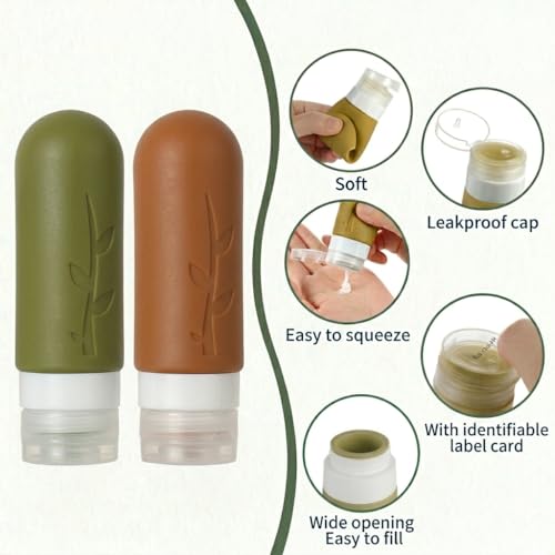 DEPOZA Travel Bottles Kit (16 Pack) - TSA Approved, Leak Proof Silicone Squeezable Containers for Toiletries. Complete Set with Jars, Sprayers & Bag (Earthy brown) - color: Earthy brown