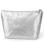WLLWOO PVC Waterproof Makeup Bag Kraft Paper Cosmetic Bag Travel Toiletry Zipper Pouch Organizer for Women Purse - color: PVC-Silver