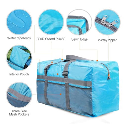 REDCAMP Foldable Travel Bag, Large Sports Bag, 75L/96L/100L, Lightweight Waterproof Tote Bag - color: 75L/Blue