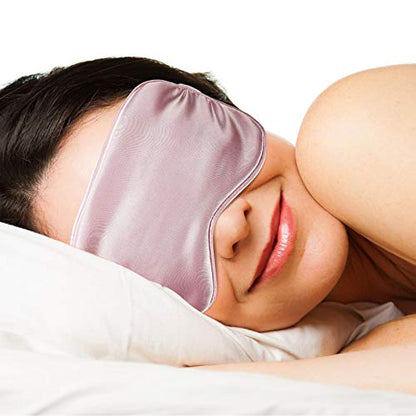 Silk Satin Sleeping Mask Eye Mask Set Include 2 Blindfold Eyeshade Elastic Strap Double Layer Silk Filling Eye Cover 2 Ear Plugs 2 Storage Bags for Women and Men Sleep Travel Nap (Black, Pink) - color: Black, Taro Purple