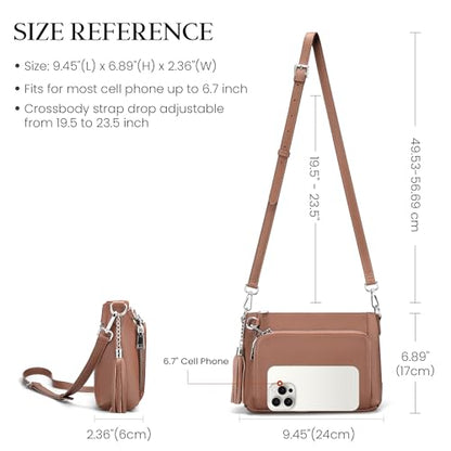 befen Anti Theft Genuine Leather Crossbody Bags for Women Handbags and Shoulder Basg with Built in Wallet RFID Leather Purse - color: Mocha