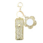 Sisadodo Glitter Lip Oil Holder Key Chains for Woman Lipstick Case with Mirror Lip Balm Keychain for Lipstick Case Keychain - color: Gold-flower