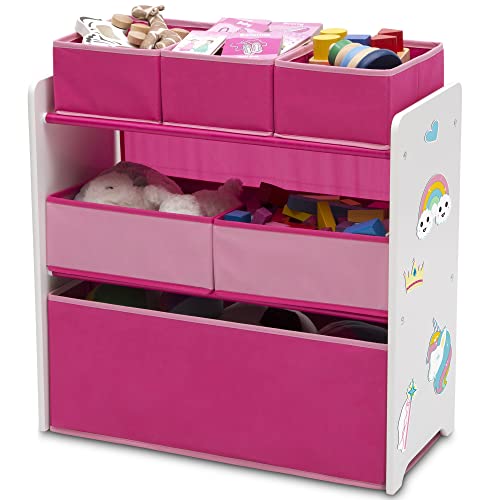 Delta Children Design and Store 6 Bin Toy Organizer, White/Pink - color: White/Pink