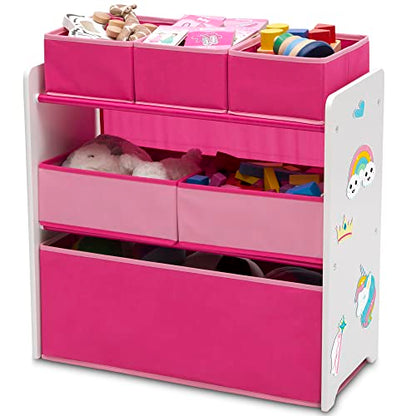 Delta Children Design and Store 6 Bin Toy Organizer, White/Pink - color: White/Pink