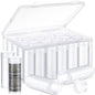 Qunclay 24 Pcs Quarter Coin Tubes with 1 Storage Box Clear Plastic Quarter Holders with Lid for Coin Collection and Organization - size: Quarter