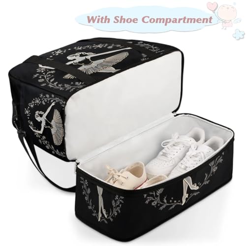 Travel Duffel Bag Ballet Wreath Weekender Bag with Shoe Compartment Foldable Overnight Bags for Travel Sports Lightweight Gym Bags for Men Women - color: Ballet Wreath