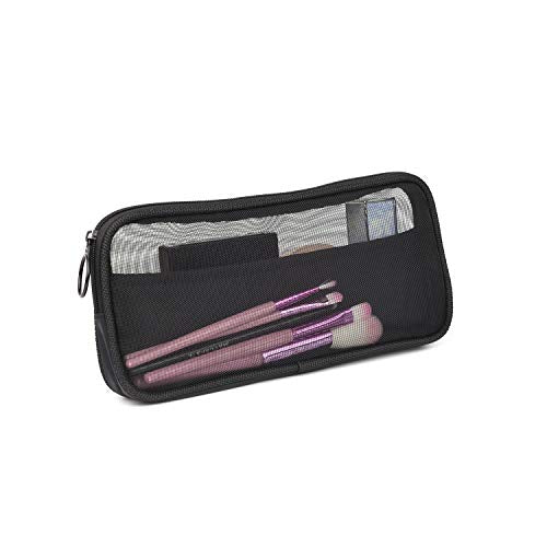 Patu Mesh Travel Toiletry Bag, Transparent Standing Pouch, Portable Shaving Washing Kits Organizer, Personal Care Trip Case, Pack of 2 (Size M), Black - size: Medium (Pack of 2)
