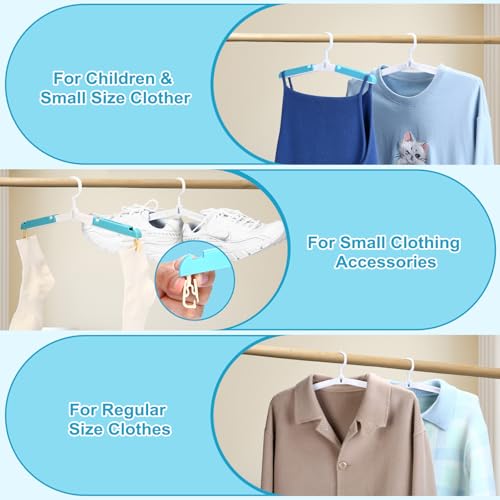 Foldable Travel Hangers for Cruise, 6 Pack Portable Collapsible Hangers with Clips, Folding & Space-Saving Suitcase Hangers for Travel, (Blue-White) - color: Blue-white
