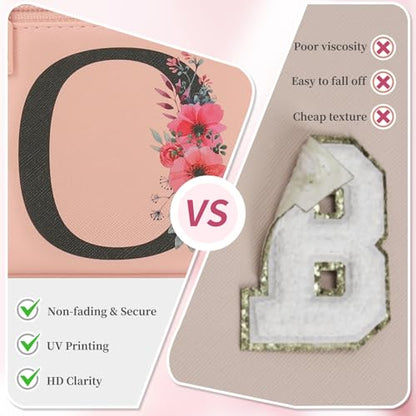 OCHEAL Initial Makeup Bag,Monogram Make up Bag Pink Travel Makeup Organizer Case Beauty Toiletry Cosmetic Bag with Brush Holder, Trendy Stuff Personalized Gifts for Women and Girls-O - color: Pink, style: O