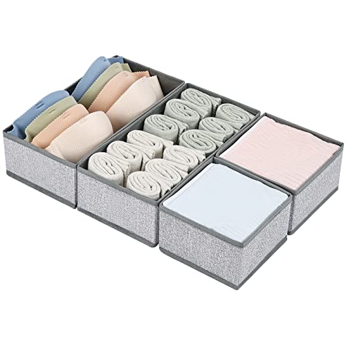 DIMJ Drawer Organizer Clothes, Dresser Organizer For Nursery, Bedroom, Closet, Baby Clothes Organizer and Storage, Foldable Fabric Drawer Dividers for Baby Socks, Belt, Tie (4 Pack, Blended) - color: Blended Gray, size: 4 Pack