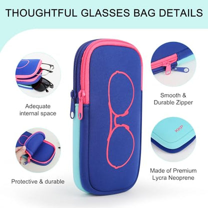 KKP Double Eyeglass Case | Sunglasses Cases with 2 Compartments - color: Blue/Aqua