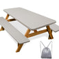 Picnic Table Cover with Bench Covers Camping Essentials Waterproof Windproof Camping Tablecloth with Drawstring Bag, Fitted Rectangle Tables and Seats, 72in, Beige Linen Texture - color: Beige Linen Texture, size: 72in