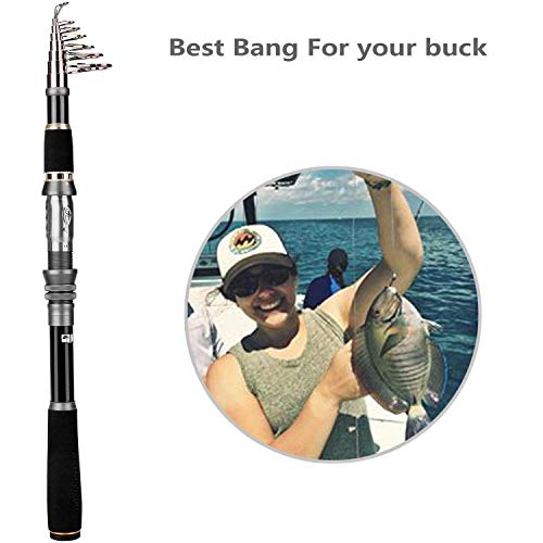 PLUSINNO Fishing Rod, Telescopic Fishing Rod and Reel Combo, Collapsible Travel Fishing Pole Rod Starter Kit, Carbon Fiber Fishing Rods and 12 +1 Bearings Stainless Steel, Fishing Gifts for Men Adults - color: ONLY Fishing rod (not include reel), size: 2.