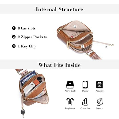 INICAT RFID Blocking Sling Bag, Anti Theft Crossbody Bag for Women Compact Travel Purses Leather - color: Brown Antitheft