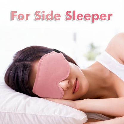 Sleep Eye Mask for Men Women, Sleeping Mask for Side Sleeper, Travel Blackout Night Blindfold Eye Shade Cover with Adjustable Strap (Pink) - color: Pink