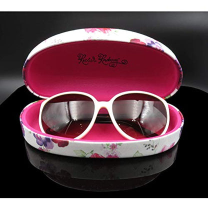MyEyeglassCase Hard Sunglasses case - Women Glasses Case Holder - Large Durable Eyeglass Case Hard Shell with Pouch & Cloth - color: Floral Cranberry Rose