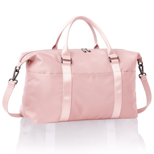 Weekender Duffel Bags for Women， Travel Totes Bag for Airplane Essentials, Overnight Bags for Women with Trolley Sleeve, Large Carry On Hospital Bag for Labor and Delivery, Sport, Gym - color: Pink