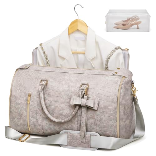 Garment Bags for Travel, Convertible Suit Travel Bag for Women, Stylish Carry On Garment Bag with Toiletry Pocket, Shoulder Strap & Shoes Compartment, 2 in 1 Foldable PU Leather Duffle Bag, Multicolor - color: Multicolor
