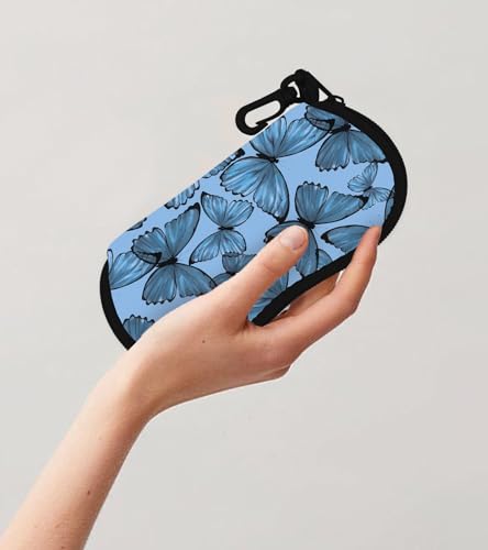 Sunglasses Case Soft Glasses Cases for Women Pouch Eyeglass Bag Eye Glass Kids Girls Sun Glasses Cute Kawaii - color: Blue Butterfly