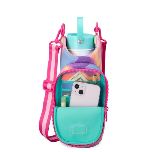 Swig Life Water Bottle Sling Bag, Water Bottle Holder with Adjustable Strap, Bottles Carrier Bag with Zippered Phone Pocket, Holds 36oz Bottles, Bottle Accessories (Candy Crush) - color: Candy Crush