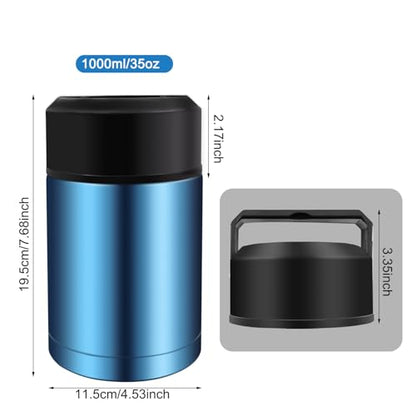 35oz Insulated Lunch Container Leak Proof Vacuum Thermal Flask - color: blue-- 35oz