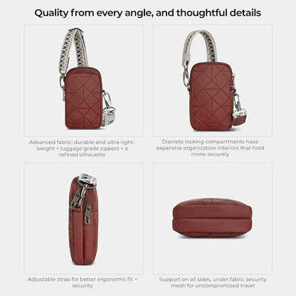 Travelon Anti-Theft Boho 2 Compartment Phone Crossbody - color: Paprika