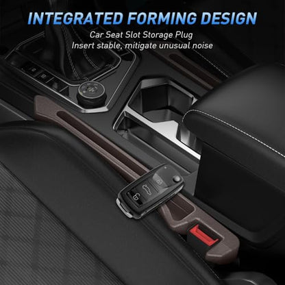 Car Seat Gap Filler 2Pack, Inserts Between Seats Console with Organizer Storage Upgraded Phone Holder Car Side Seat Gap Fillers Cars Front Seats Fill Plug Car Essentials for Vehicle SUV Truck (Brown) - color: Brown