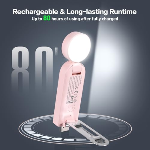 VAVOFO USB Rechargeable Book Light, Blue Lighting Blocking, Amber Light Clip On Bookmark Shaped 6 LEDs Reading Light, Eye Care for Bookworms Reading in Bed with 9 Lighting Modes (Light Pink) - color: Light Pink