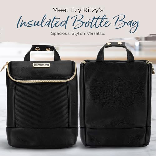Itzy Ritzy Insulated Bottle Bag – Keeps Bottles Warm or Cool - Holds 3 Bottles and Features Interior Pocket For Ice Pack (Not Included), Jetsetter - color: Jetsetter