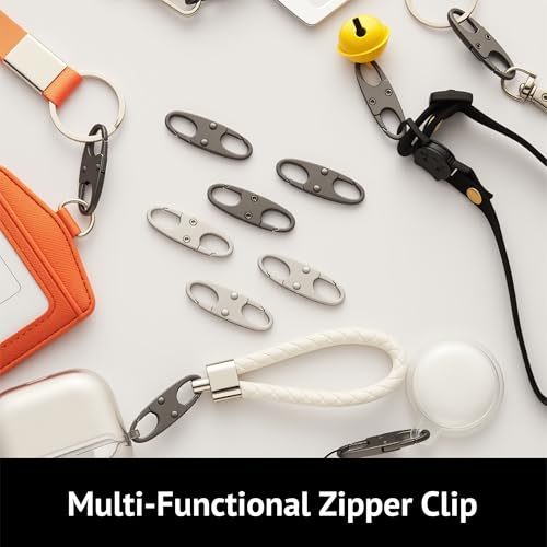 zelin Anti Theft Zipper Clips Double Opening Small Carabiner Clips, 4Pcs Elegant Zinc Alloy Zipper Pull Replacement for Travel, Commuting and Camping (Space Grey) - color: Space Grey (4)