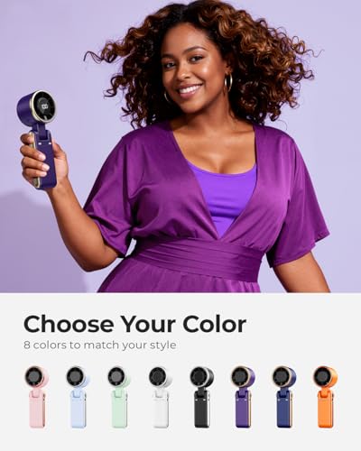 Portable Handheld Turbo Fan - 5 Gear High Speed 4000mAh Rechargeable Mini Personal Hand Fan Blow Cold Air, Battery Operated Travel Essentials, Beach Vacation, Gifts for Women, Men (Purple) - color: Purple