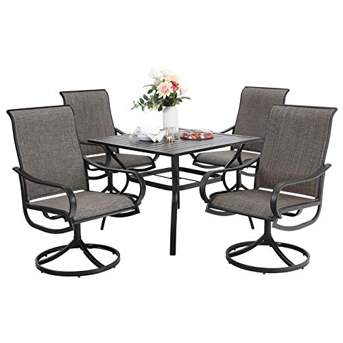 Sophia & William Outdoor Dining Set Patio Dining Set for 4 Outdoor Table and Chairs 5 Pieces with Swivel Patio Chairs 37"x 37" Metal Table for Garden Pool All Weather Brown - color: Brown, size: 37" Square