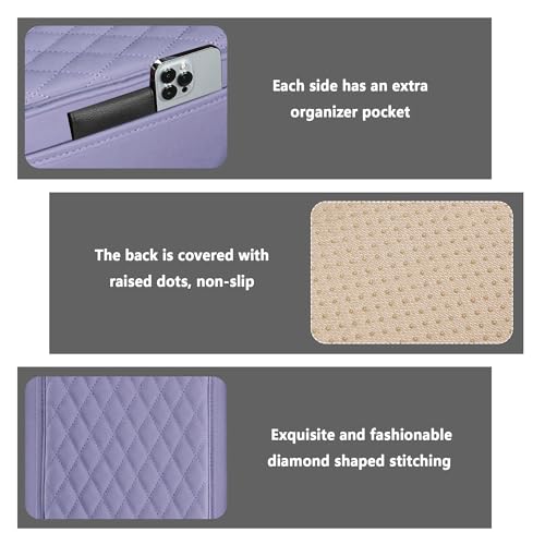 Stacool Upgraded Car Center Console Cover,Microfiber Leather Car Armrest Cover Cushion with 2 Storage Bags,Universal Car Armrest Storage Box (Purple) - color: Purple