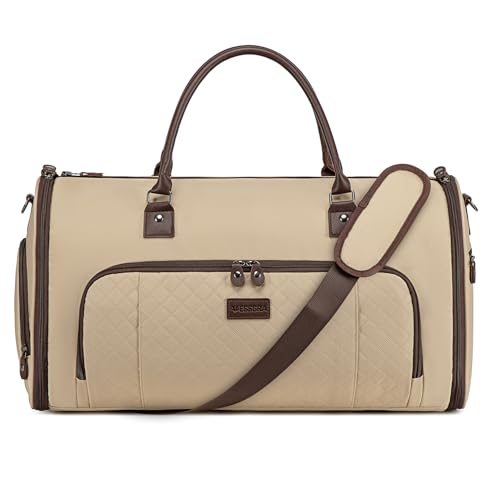 Convertible Garment Bags for Travel, Carry On Garment Duffle Bags for Women, Garment Bag with Shoes Compartment, 2 in 1 Travel Suit Bag with Detachable Shoulder Strap (Khaki) - color: Khaki