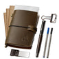 WANDERINGS Pocket Size Travelers Notebook Bundle – 4" x 5.1" (10 x 13cm) – Genuine Leather Journal with Pen Holder, Pen, 2 Ink Refills, PVC Folder & Binder Clip - size: Pocket