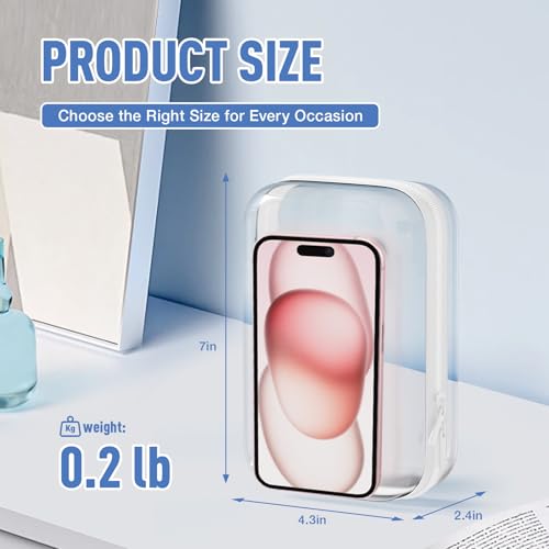 Mihkiom 2 Pack Clear Hard Shell Zipper Case, BIiss Plastic Bins for Organizing, Clear Zipper Pouches Makeup Case & Lidded Storage Bins for Cosmetics, Puzzles, 7 x 4.3 x 2.4 Inch (Small, White) - size: 2PACK-S-WHITE