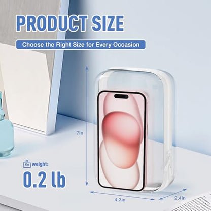 Mihkiom 2 Pack Clear Hard Shell Zipper Case, BIiss Plastic Bins for Organizing, Clear Zipper Pouches Makeup Case & Lidded Storage Bins for Cosmetics, Puzzles, 7 x 4.3 x 2.4 Inch (Small, White) - size: 2PACK-S-WHITE
