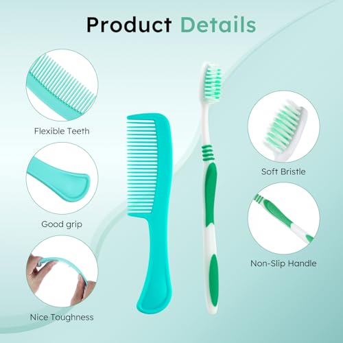 Disposable Toothbrushes with Toothpaste and Comb in Bulk, Individually Wrapped Soft Bristle Travel Size Basic Hygiene Kits, for Travel Hotel Camping Charity Homeless Shelter Donation in 5 colors (25)
